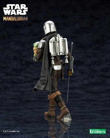 Star Wars The Mandalorian Estatua ARTFX 1/10 Mandalorian & Grogu with Beskar Staff 18 cm