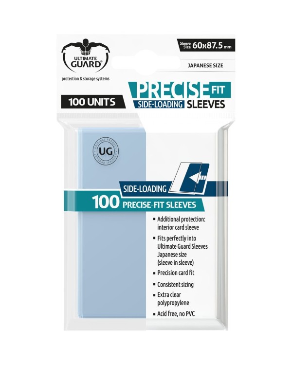 ULTIMATE GUARD PRECISE-FIT SLEEVES FUNDAS SIDE-LOADING TAMAÑO JAPONÉS TRANSPARENTE (100)